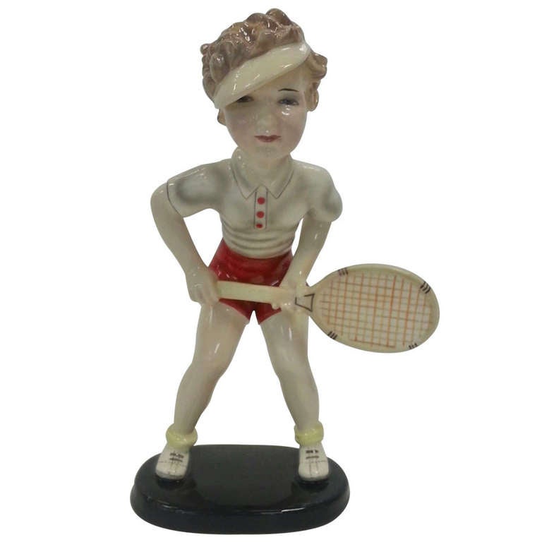 Rare Goldscheider Tennis Player Figure at 1stdibs