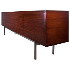 Long Mid-20th Century Design Danish Rosewood and Chrome Sideboard Credenza