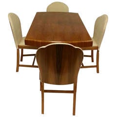 Art Deco Dining Table And Four Cloud Back Chairs