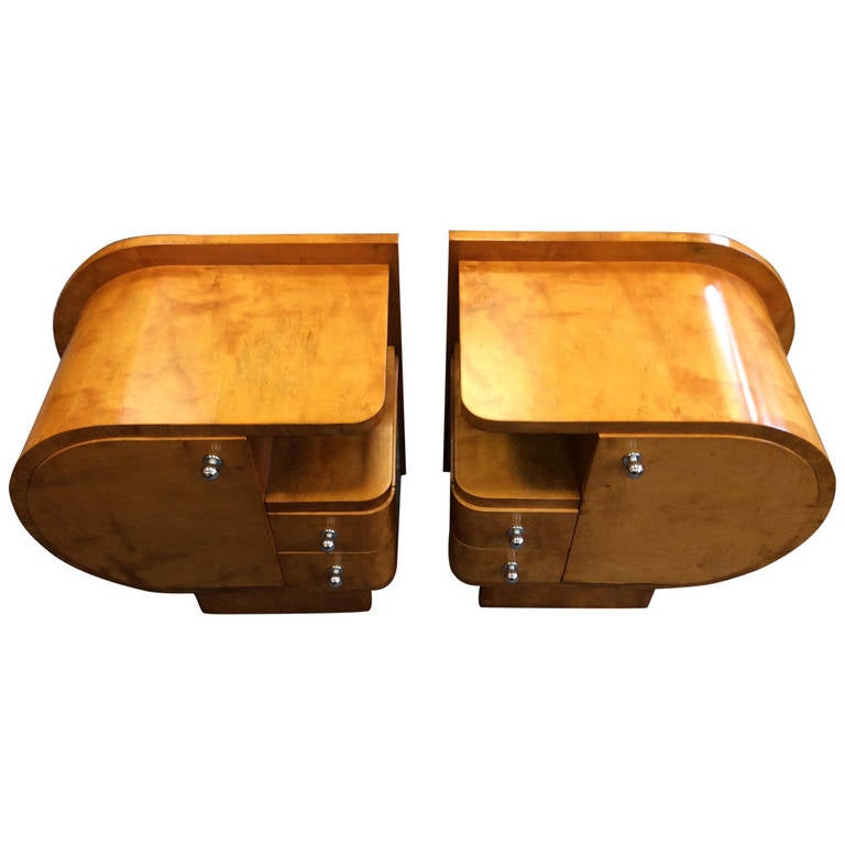 Pair of Art Deco Bedside Cabinets For Sale