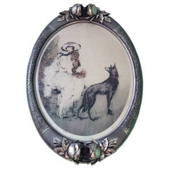 Art Deco Etching in a Fabulous Art Deco Frame