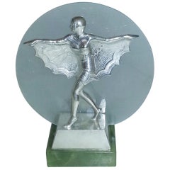 Vintage Art Deco Silvered Bronze Figure Lamp By Lorenzl