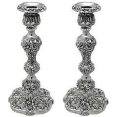 Pair Georgian sterling candlesticks