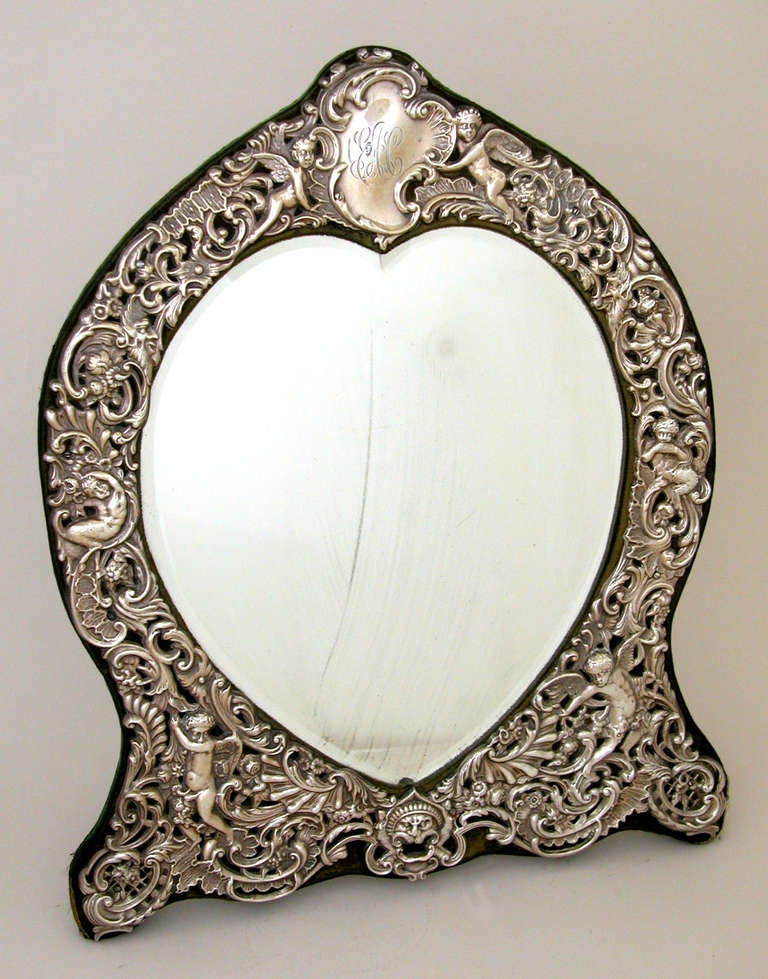 Dominick and Haff, sterling heart shaped mirror, Circa 1900