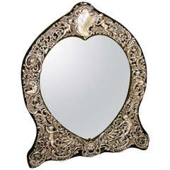 Antique Dominick and Haff, sterling heart shaped mirror, Circa 1900