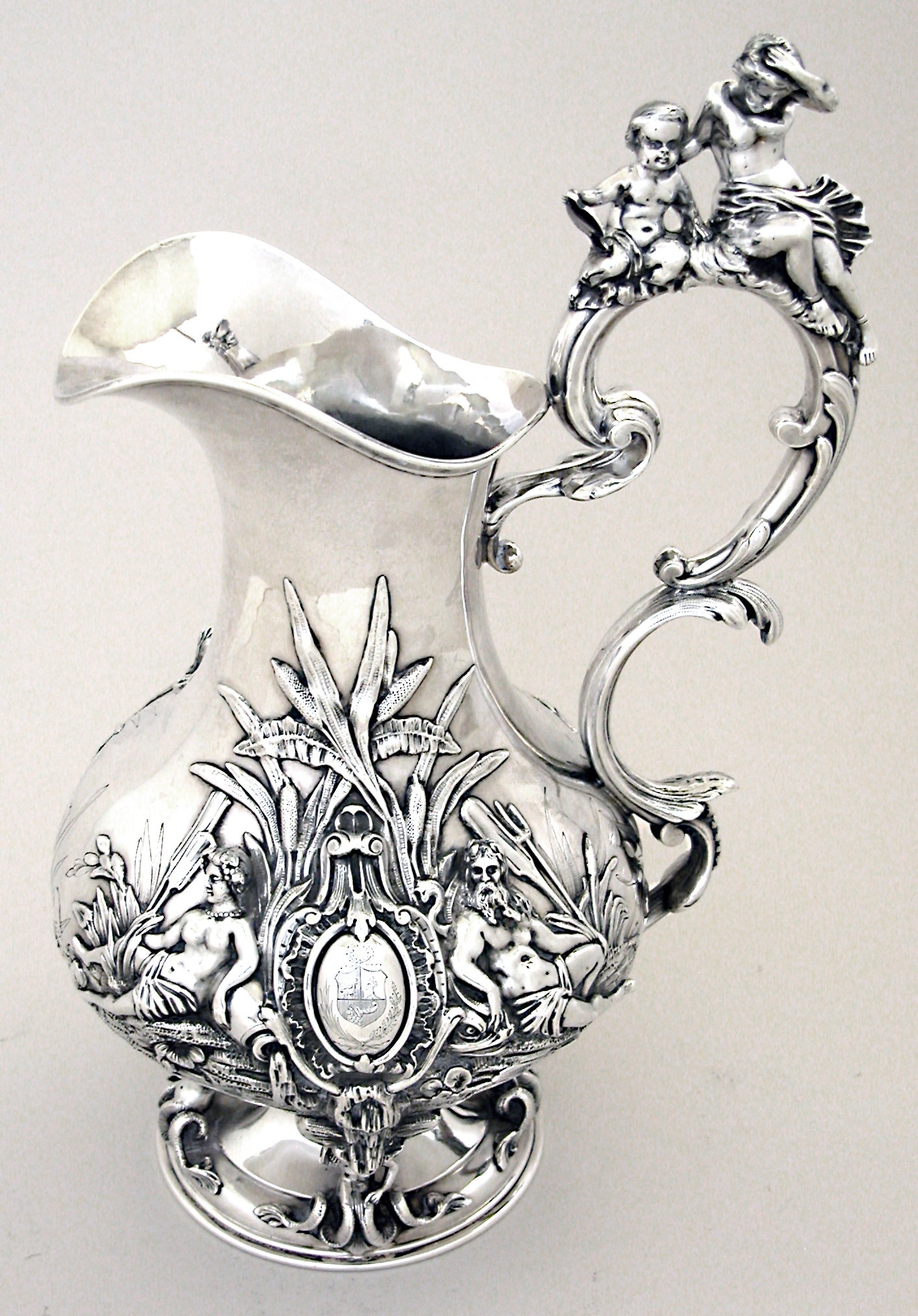 French, 950/1000 silver, pitcher by Émile Hugo, circa 1860. For Sale