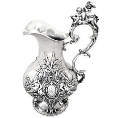 French, 950/1000 silver, pitcher by Émile Hugo, circa 1860.