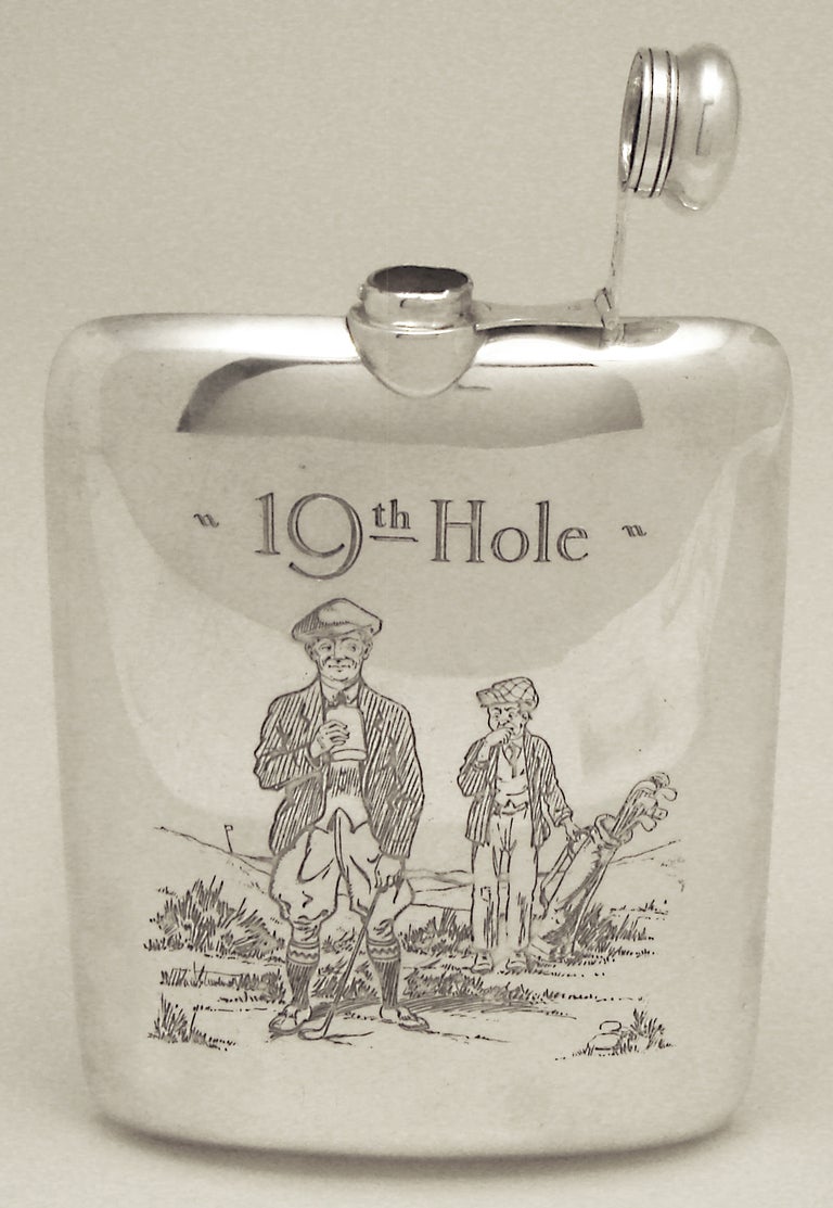 American Sterling Silver Flask By Wm Kerr, Circa 1900 For Sale