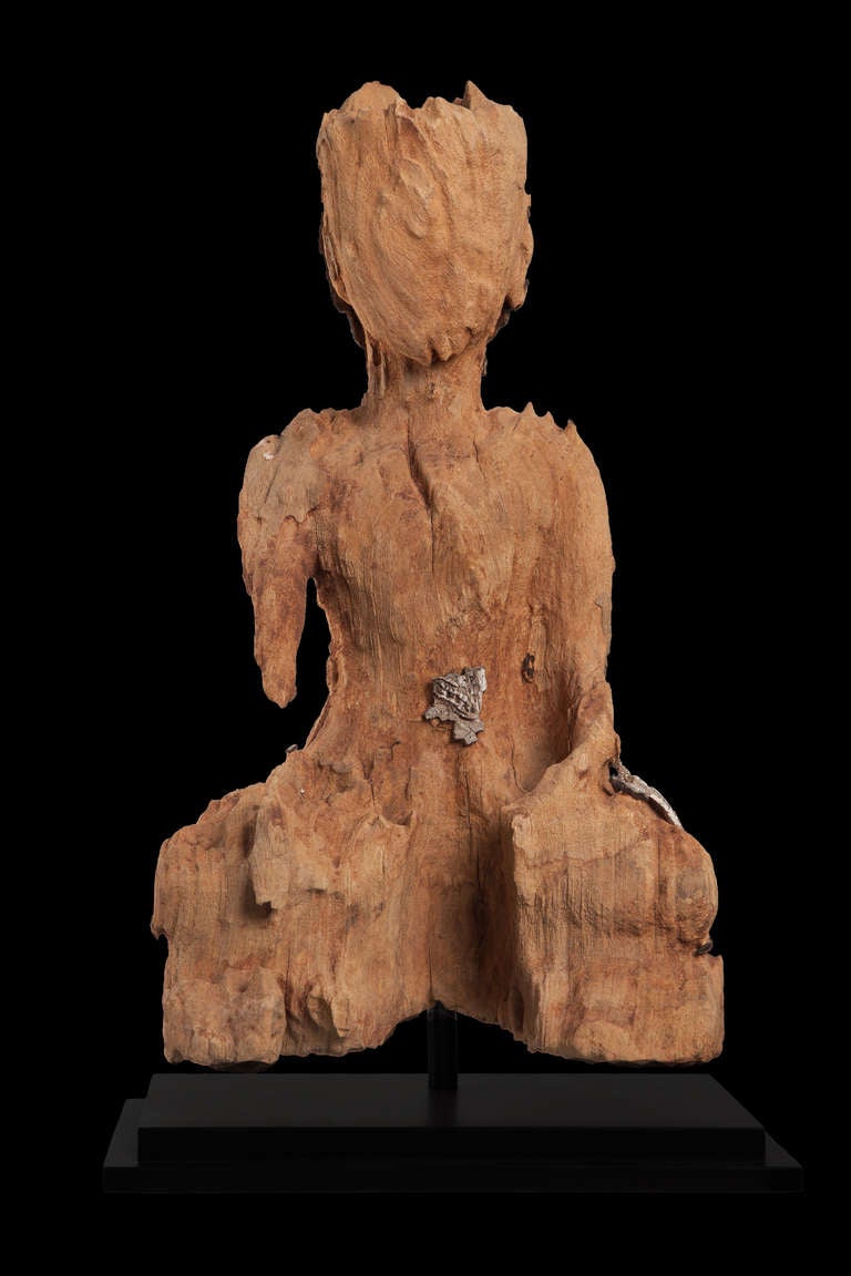 Old 18th.c.sitting Budha from Birma - Myanmar with remains of coating.