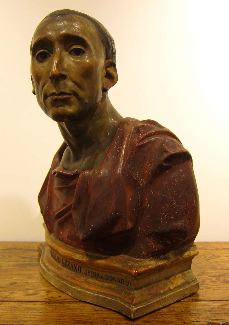 19th Century Terra Cotta Bust - Niccolo da Uzzano - after Donatelo In Excellent Condition For Sale In Antwerp, BE