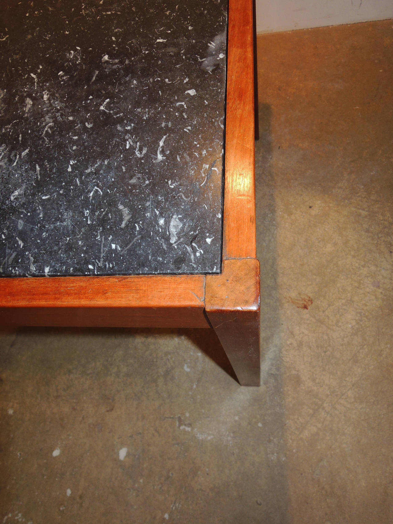 Pair of Teak and Belgian Black Limestone Side Tables For Sale 2