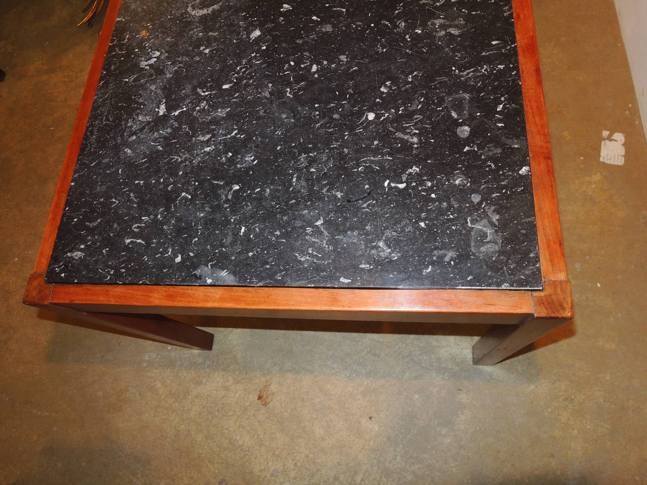 Pair of Teak and Belgian Black Limestone Side Tables For Sale 3