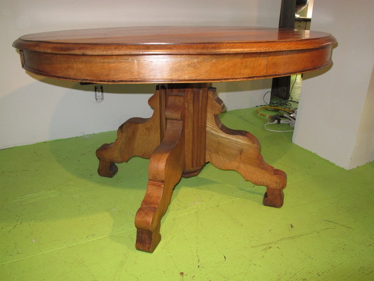 Louis Philippe Oval Pedestal Dining Table with 2 Large Finished Extension Leaves