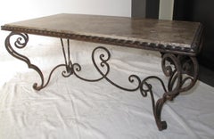 French Iron Marble and Coffee Table