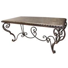 French Iron Marble and Coffee Table 3