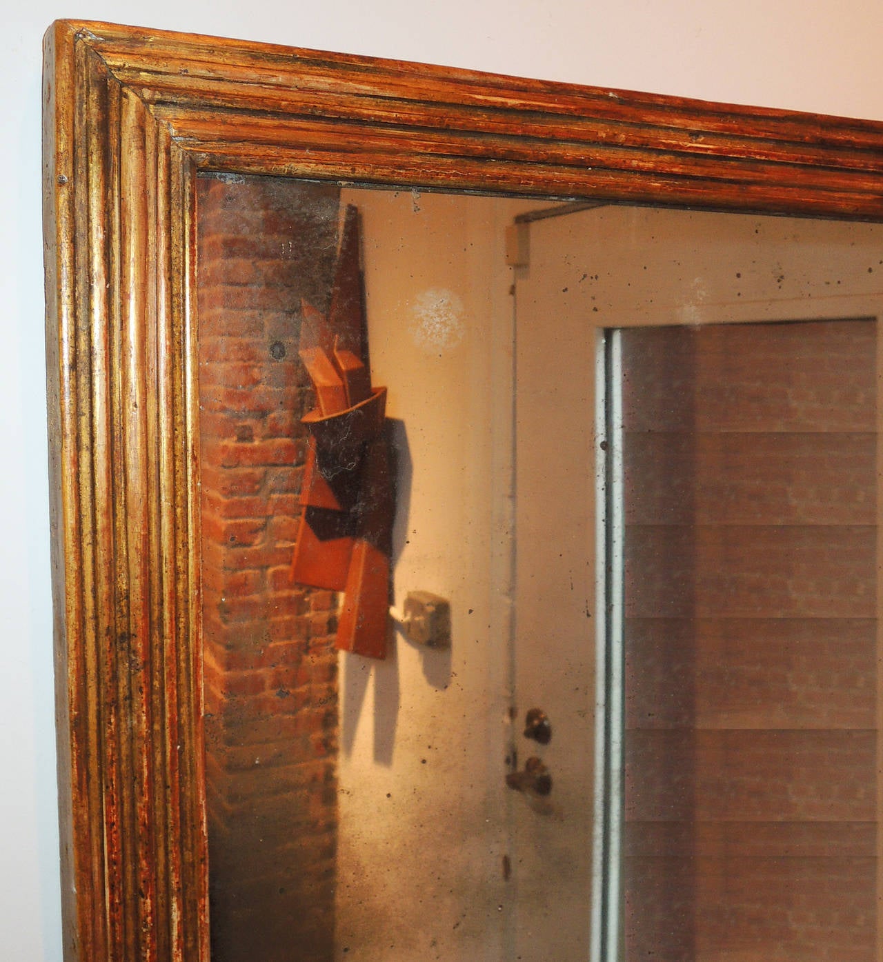 19th C. French Gilded Reeded Mercury Mirror In Excellent Condition For Sale In Washington, DC