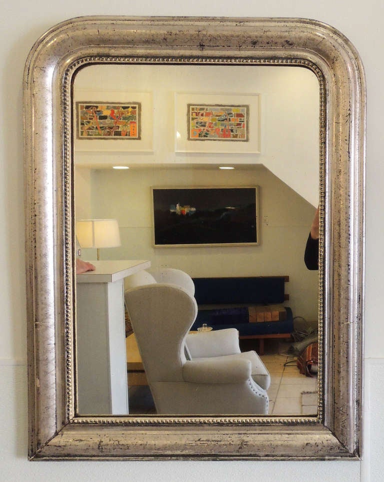Louis Philippe Silver Leaf Mirror In Excellent Condition In Washington, DC