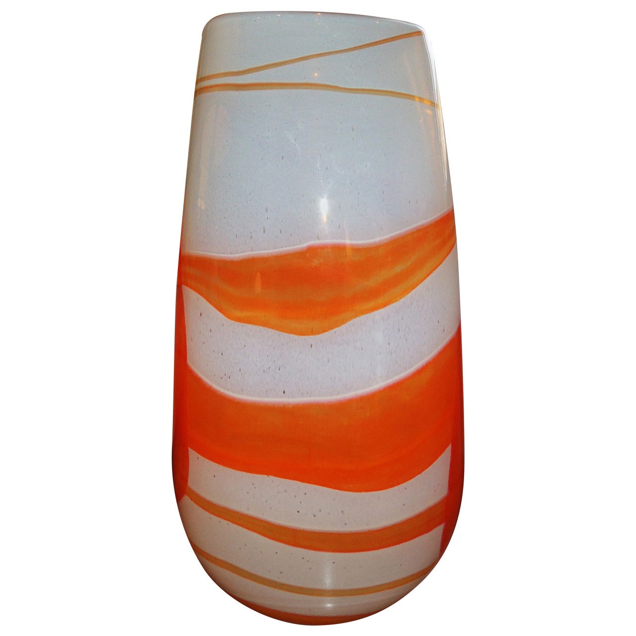 Art Glass Vase Orange Swirl