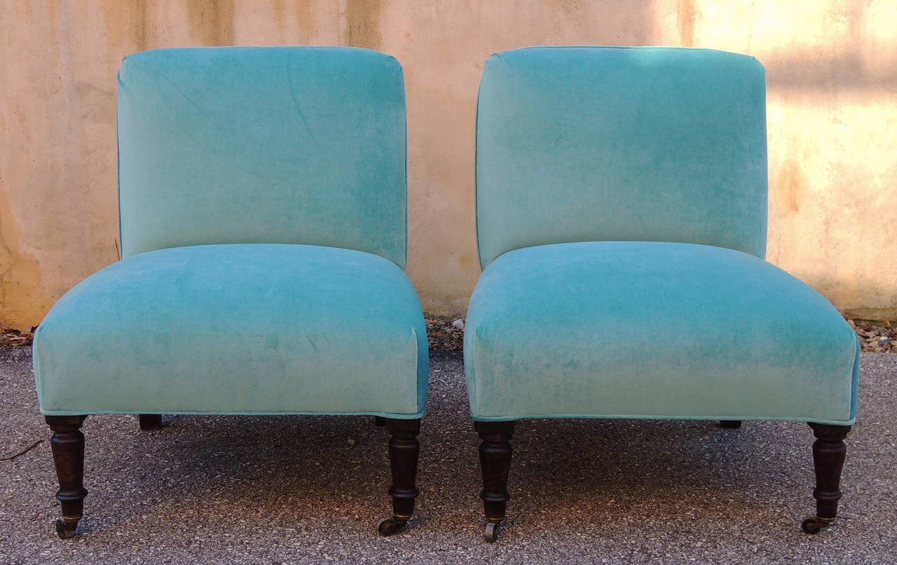 Pair of Napoleon III slipper chairs with 