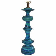 Blue Ceramic Italian Lamp by Bitossi