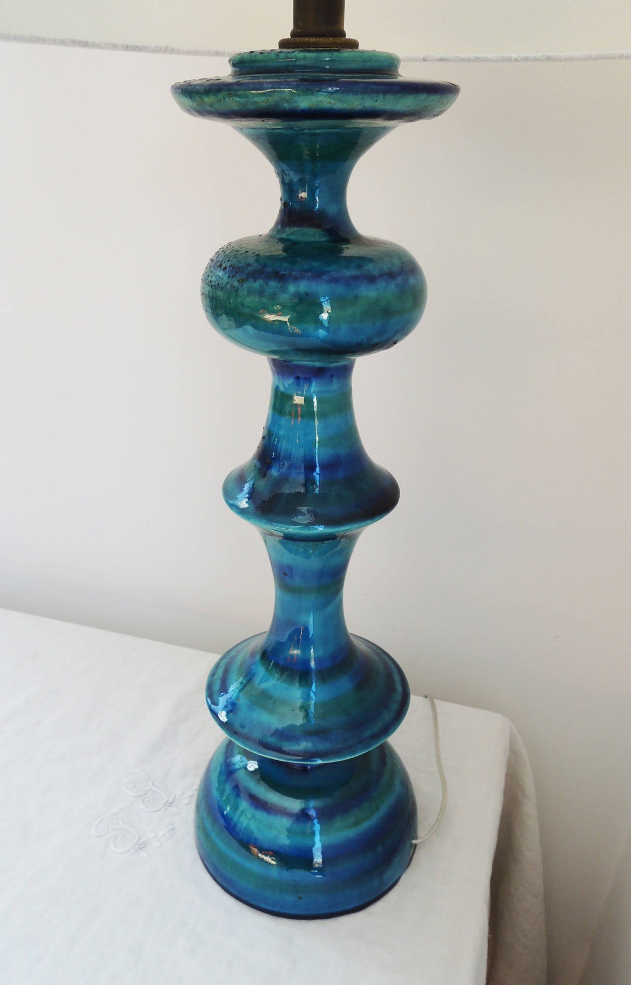 Blue Ceramic Italian Lamp by Bitossi 2