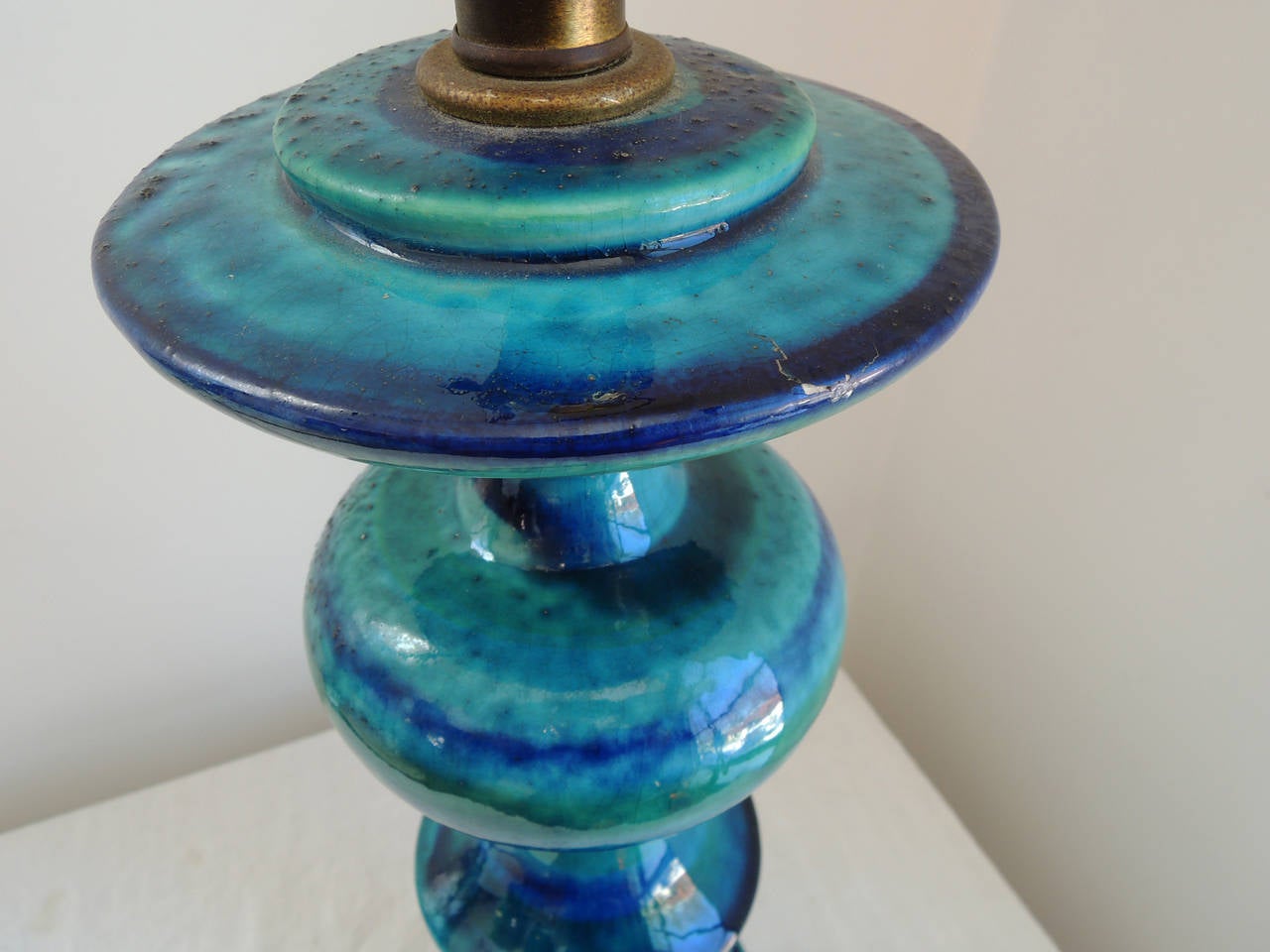 Blue Ceramic Italian Lamp by Bitossi 3