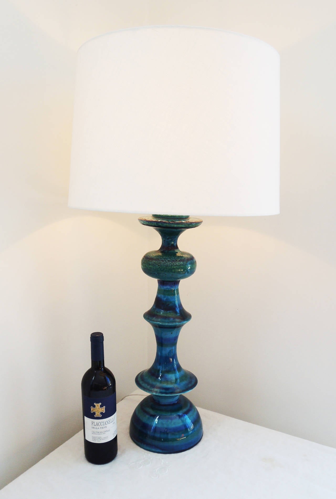 Blue Ceramic Italian Lamp by Bitossi 1