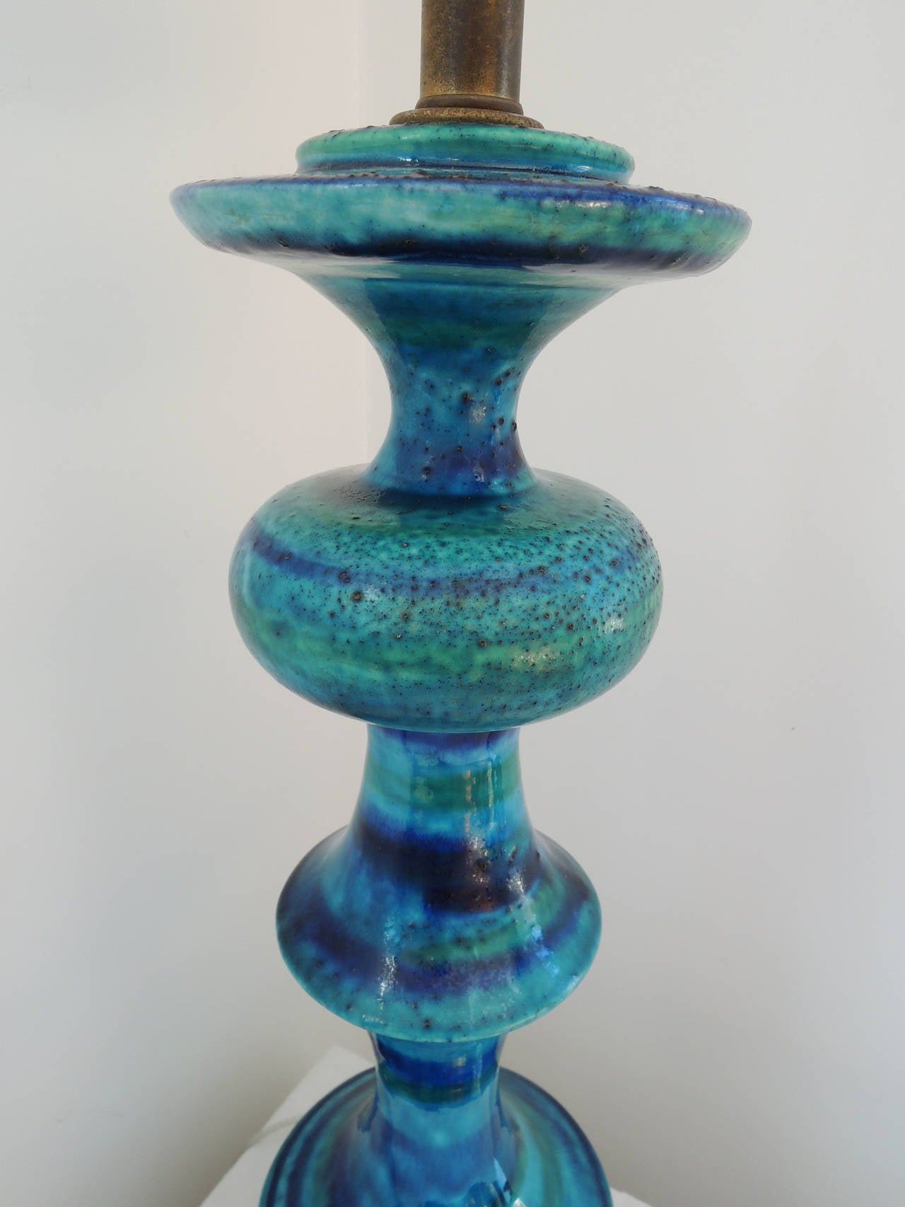 Mid-20th Century Blue Ceramic Italian Lamp by Bitossi