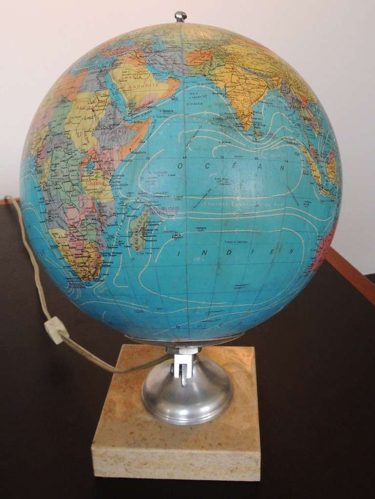 Mid-Century Modern Illuminated Glass Globe French