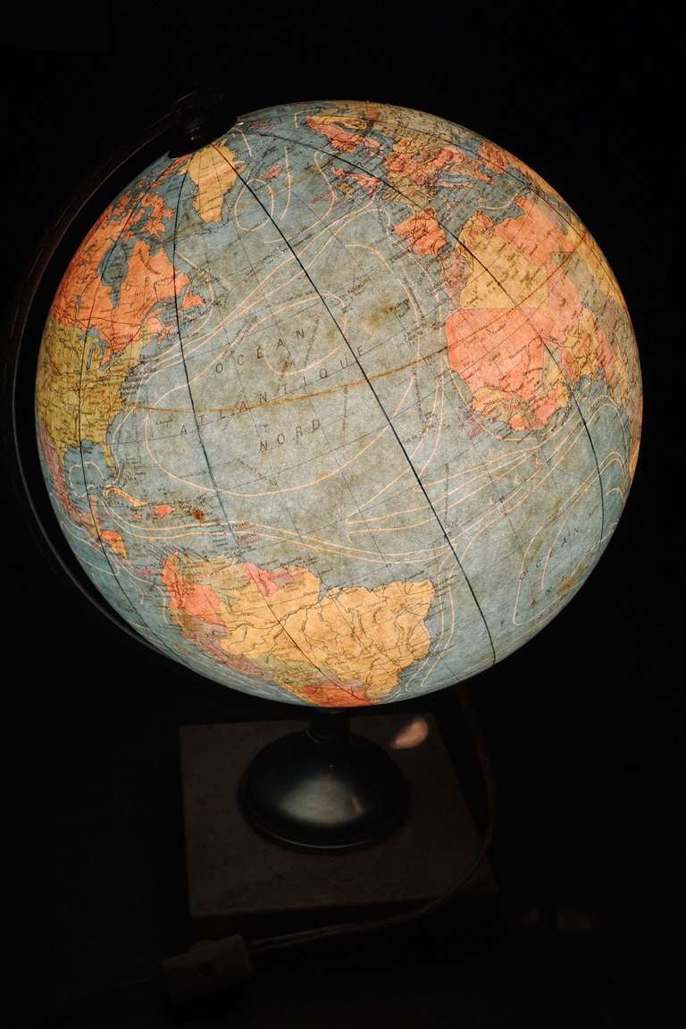 Illuminated Glass Globe French 3