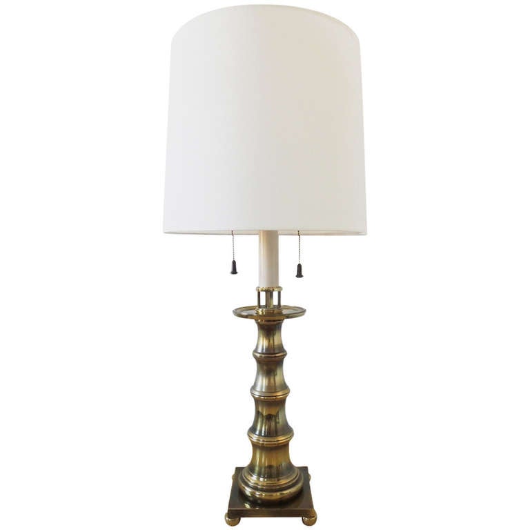 Classic Brass Bamboo Stiffel Table Lamp For Sale
