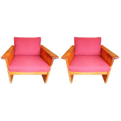 Pair of Danish Armchairs and Ottoman 12