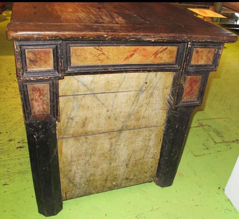 Large Desk with Cherry top and faux painted base In Good Condition For Sale In Washington, DC