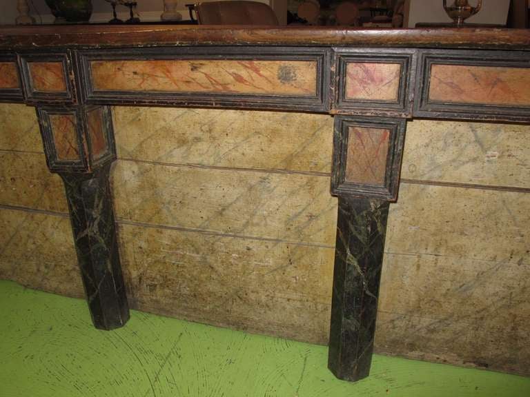 19th Century Large Desk with Cherry top and faux painted base For Sale