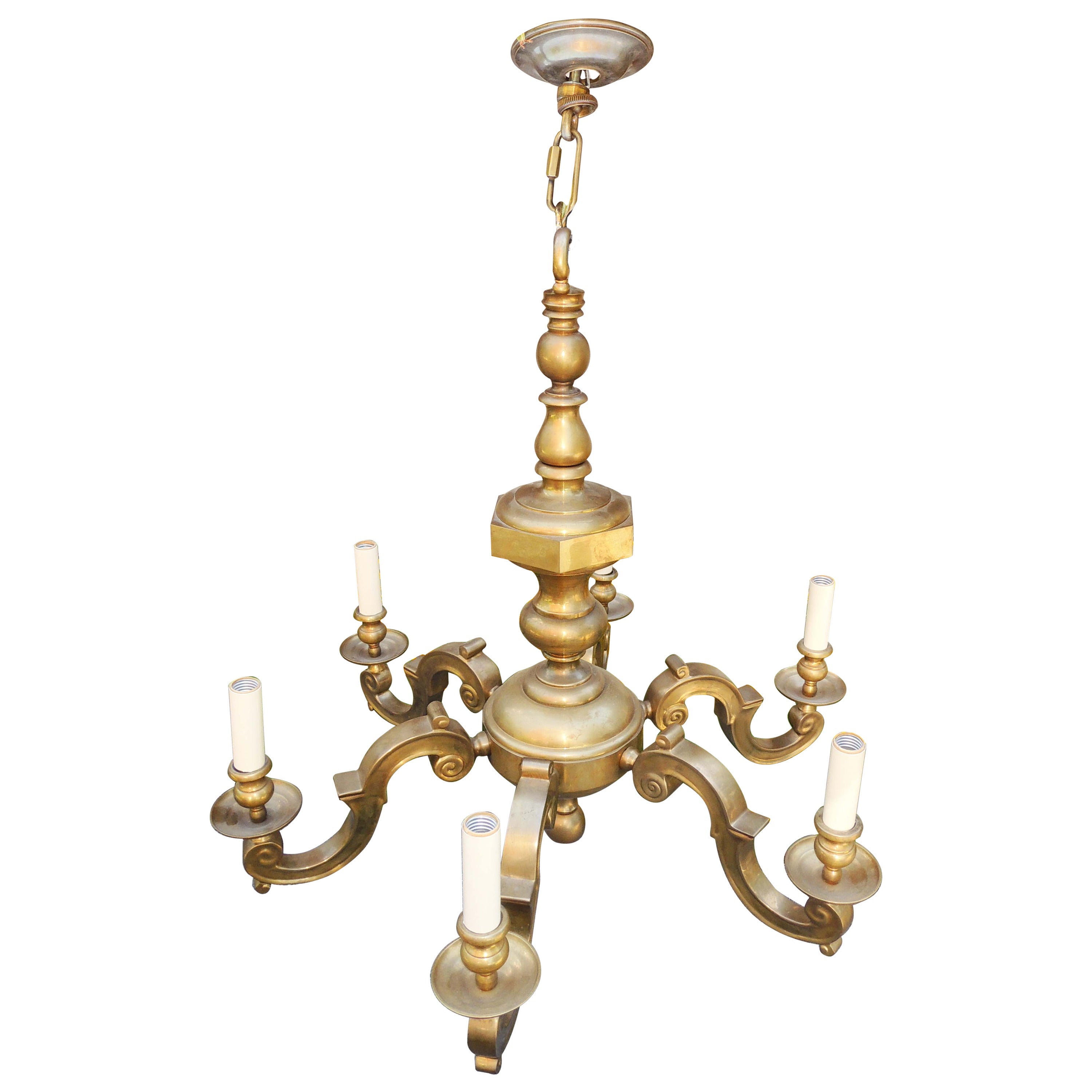 Classical Brass Chandelier For Sale