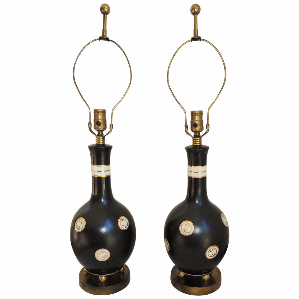 James Mont Style Pair of Table Lamps For Sale