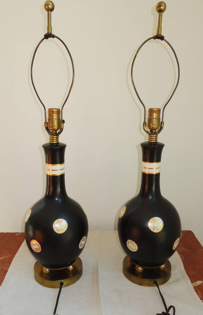 Mid-20th Century James Mont Style Pair of Table Lamps For Sale