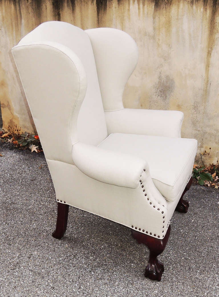 Chippendale Style Wing Chair For Sale 4