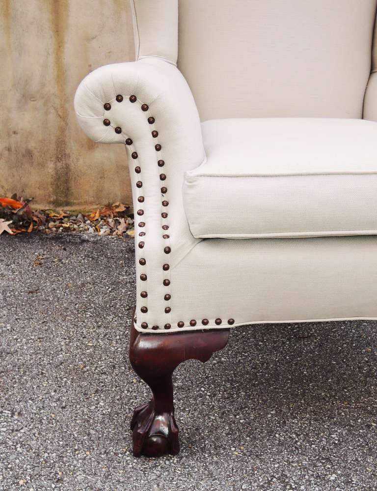 Chippendale Style Wing Chair For Sale 2