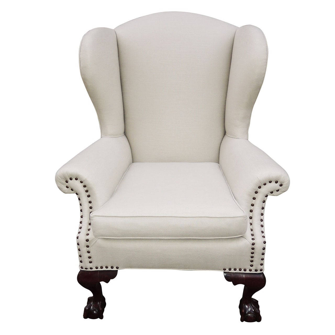Chippendale Style Wing Chair For Sale