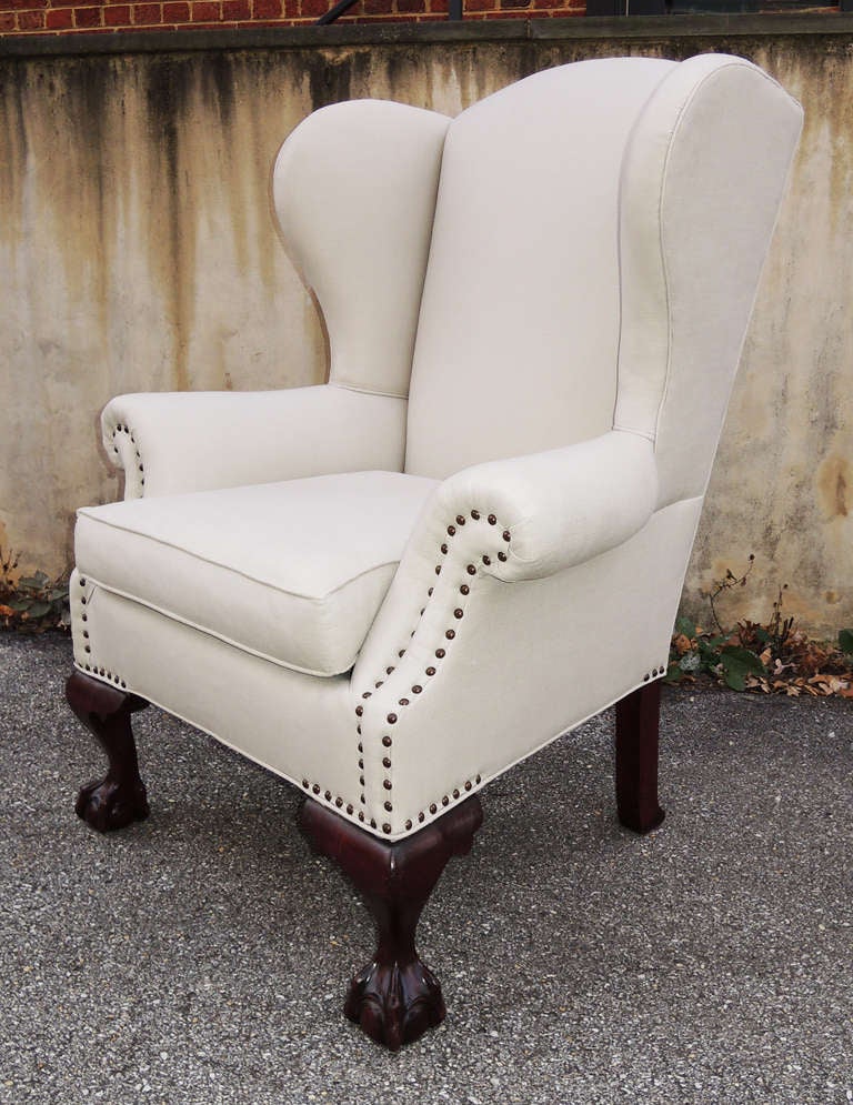 Chippendale Style Wing Chair For Sale 3