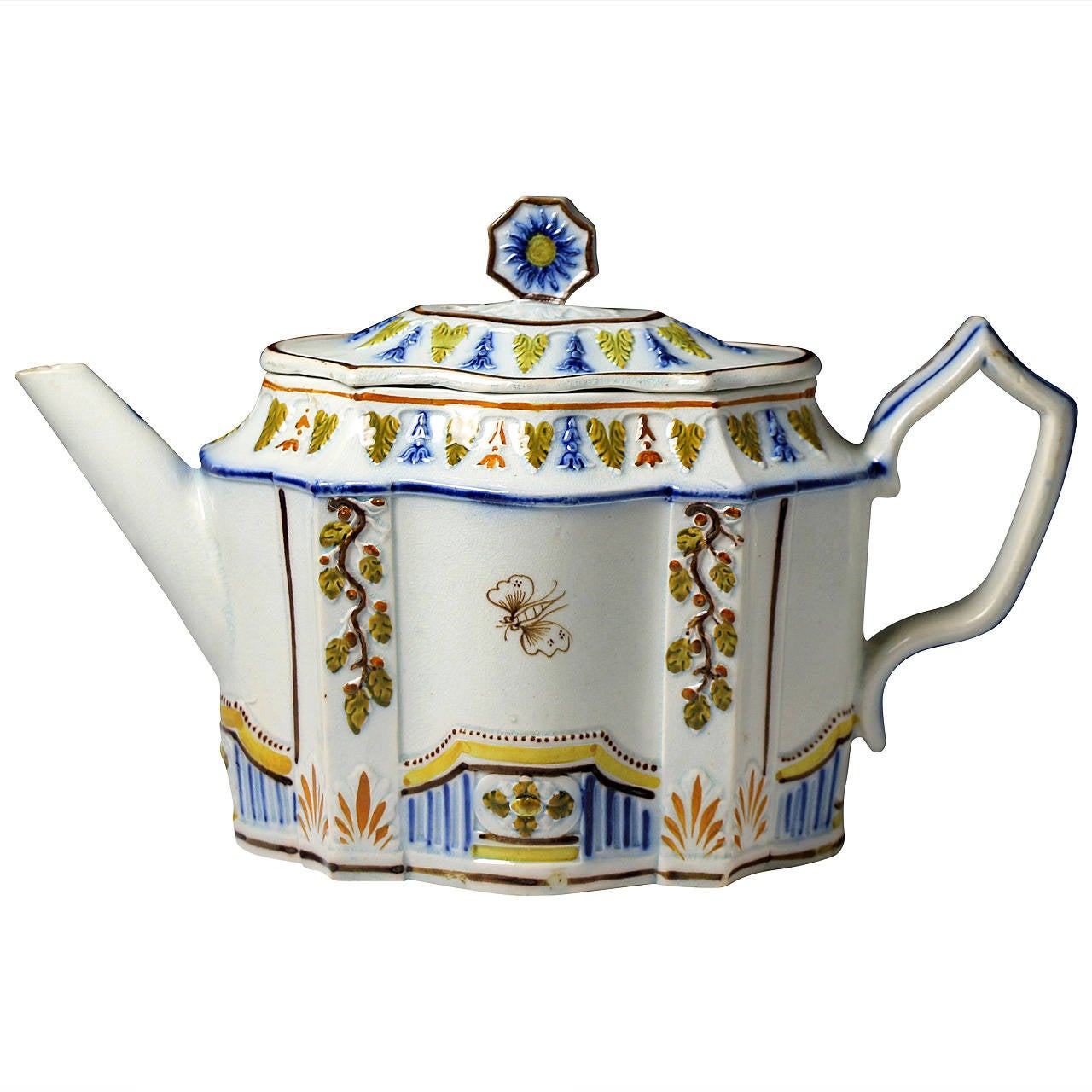 English Pottery Prattware Teapot, circa 1810 at 1stdibs