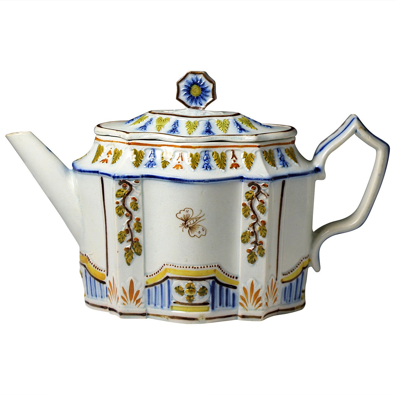 English Pottery Prattware Teapot, circa 1810 at 1stDibs