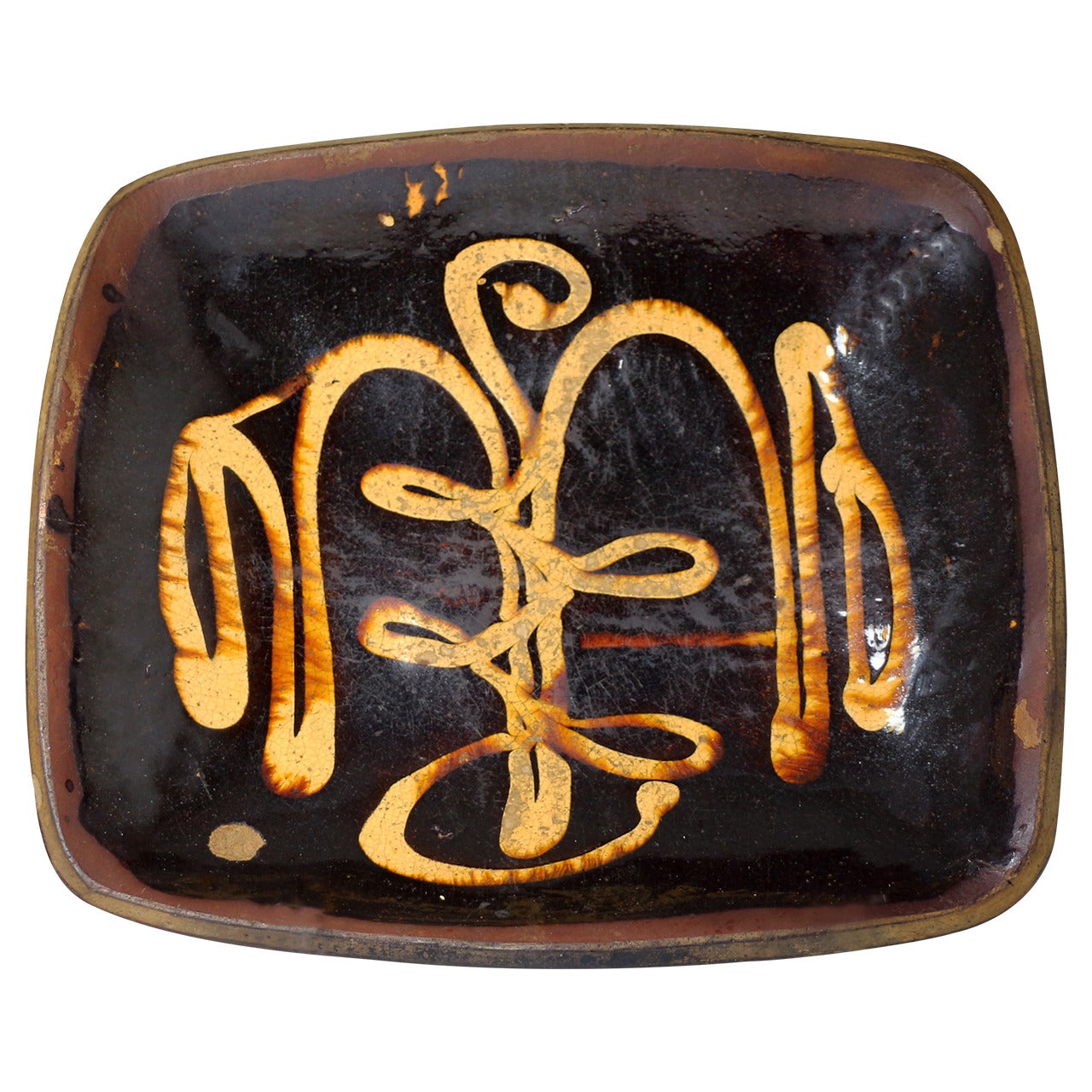 Early English Pottery Slipware Loaf Dish, 18th Century Probably Staffordshire