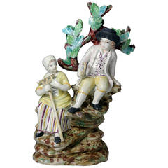 Staffordshire Pottery Pearlware Figure Group of a Harvesting Couple with Bocage