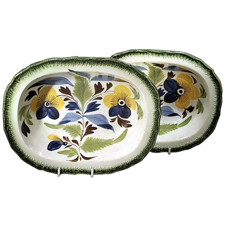 Pair Antique English Pottery Pearlware Dishes C1810 at 1stDibs