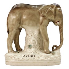 Antique Staffordshire Pottery Figure Of Jumbo The Elephant