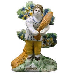 Early Staffordshire Pottery Figure with Bocage Titled Summer circa 1800