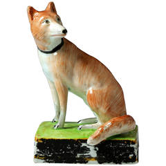 Staffordshire Pottery Pearlware Figure of a Fox, Early 19th Century