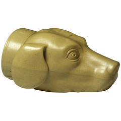 Antique English pottery stirrup cup in the form a hound
s head C1800